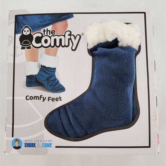 The Comfy Feet Slipper Socks US(W) 8-10 M/L Navy As Seen On Shark Tank Sherpa - Picture 1 of 6